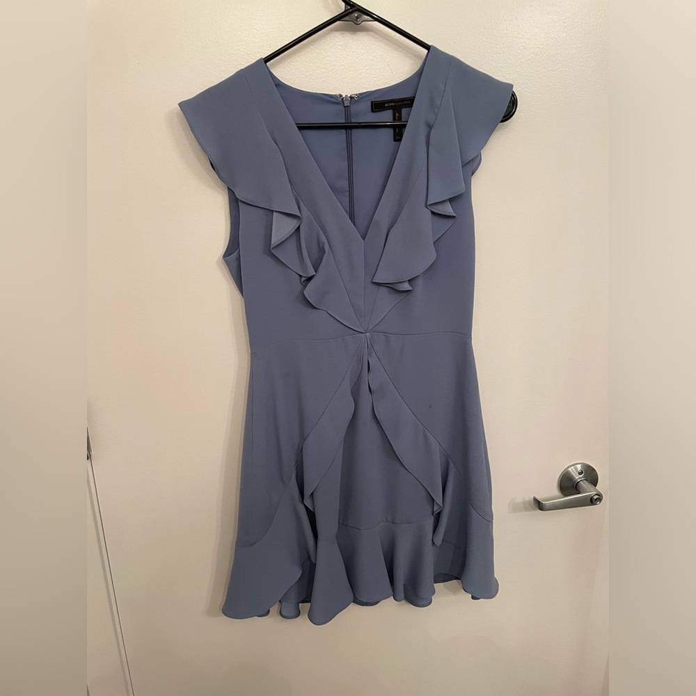 BCBG Ruffled Mini Dress, Blue, Size 4
